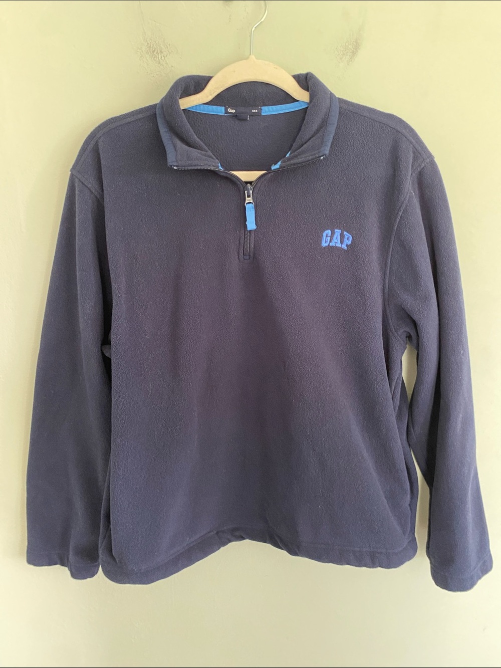 GAP Unisex Navy Quarter-Zip Fleece Pullover Size Medium Vintage